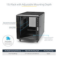 15U SERVER RACK CABINET 4 POST NETWORK EQUIPMENT RACK W/ CASTERS