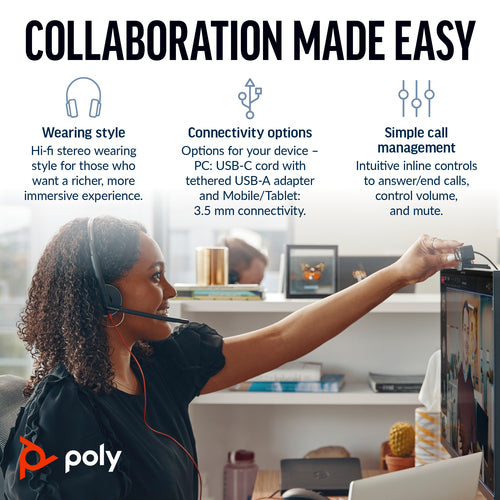 POLY BW 3225 USB-C HS USB-C/A BULK