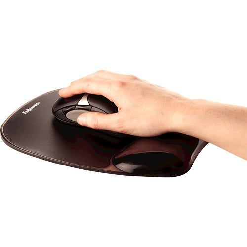 FELLOWES CRYSTALS GEL MOUSEPAD WRIST SUP BLACK 1INX 7.9INX 9.3IN D