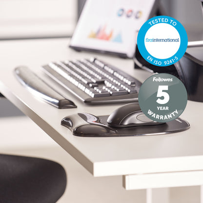 FELLOWES CRYSTALS GEL MOUSEPAD WRIST SUP BLACK 1INX 7.9INX 9.3IN D