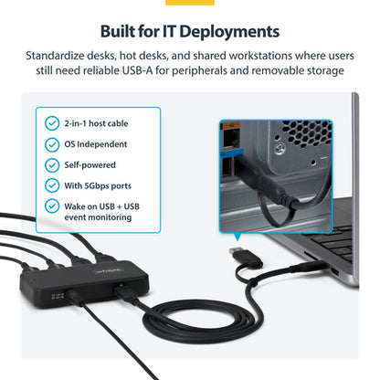 4-PORT USB-A HUB 5GBPS USB-C AND USB-A HOST CABLE