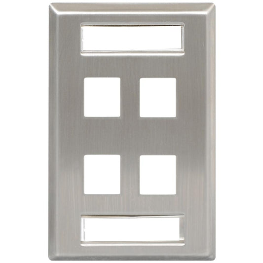 FACEPLATE- ID- STAINLESS- 1-GANG- 4-PORT