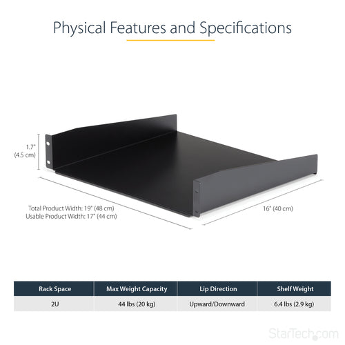 BLACK STANDARD UNIVERSAL SERVER RACK CABINET SHELF