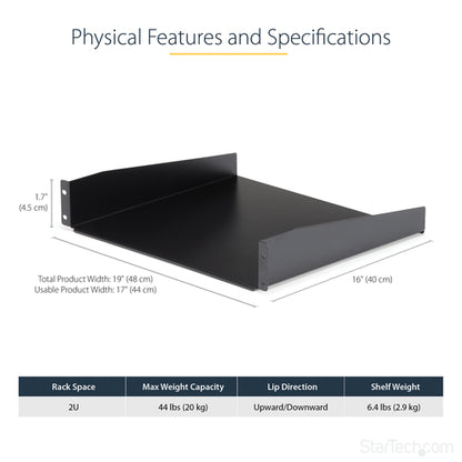 BLACK STANDARD UNIVERSAL SERVER RACK CABINET SHELF