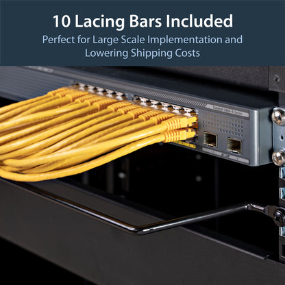 CABLE LACING BAR HORIZONTAL 10PACK SERVER RACK CABLE MANAGEMENT