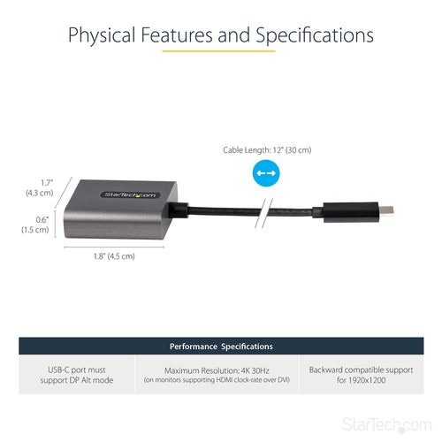 12IN USB C TO DVI ADPTER DONGLE USB TYPE C TO DVI-D VIDEO CONVERTER