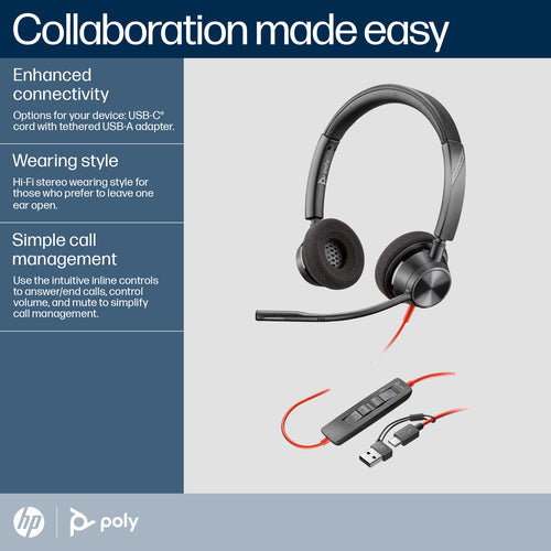 POLY BW 3320-M USB-C HS USB-C/A +USB-C/A (8X220AA)