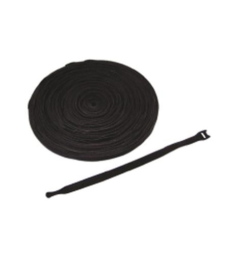 VELCRO CABLE TIE, 8", BLACK, 100PK