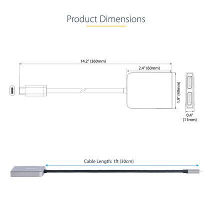 2-PORT USB C MST HUB 4K60HZ DUAL MONITOR ADAPTER WINDOWS