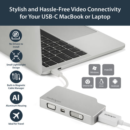 USB C MULTIPORT VIDEO ADAPTER DONGLE W/MDP HDMI VGA DVI CONVERTER