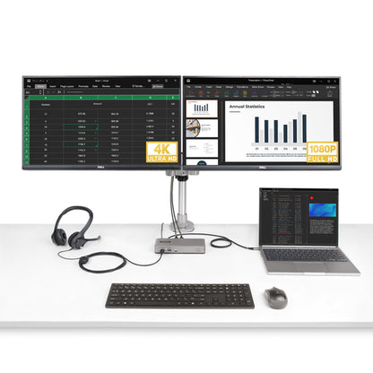 DUAL-MONITOR USB-C LAPTOP DOCK DP AND HDMI/VGA 7XUSB PD 3.0
