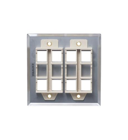 FACEPLATE, STAINLESS STEEL,2-GANG,8-PORT