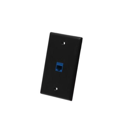 FACEPLATE, FLAT, 1-GANG, 1-PORT, BLACK