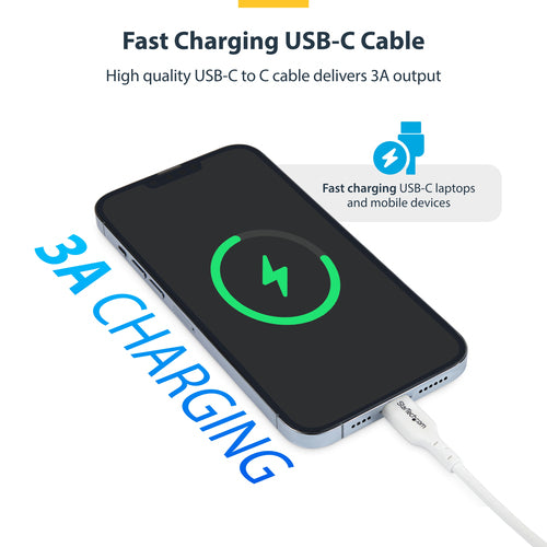 1M WHITE USB-C CHARGING CABLE 60W POWER DELIVERY M/M TYPE-C