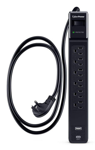 CYBERPOWER CSP604UC SURGE 1500J 4 CORD USB-AC BLACK