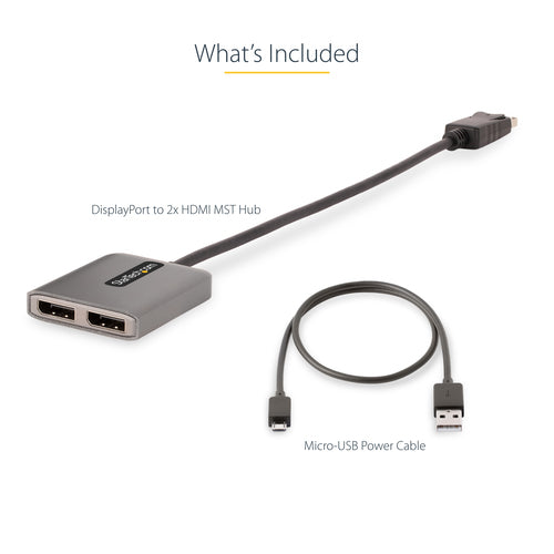 DP HDMI MULTI MONITOR ADAPTER 3PT DISPLAYPORT 1.4 TO HDMI MST HUB