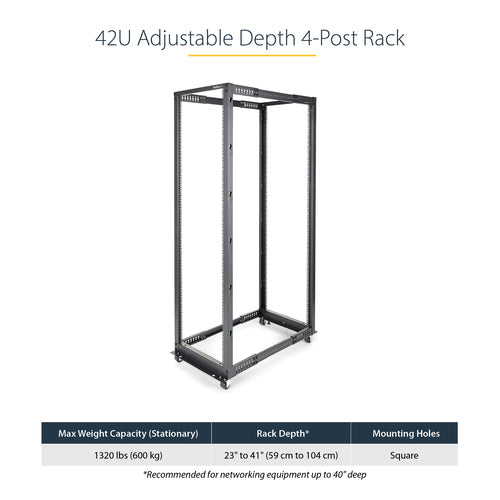 4 POST OPEN FRAME SERVER RACK NETWORK EQUIPMENT AV MEDIA RACK