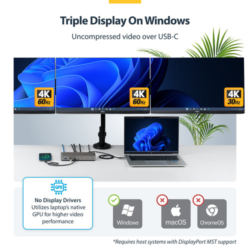 USB-C DOCKING STATION - TRIPLE-MONITOR DP/HDMI 4K60