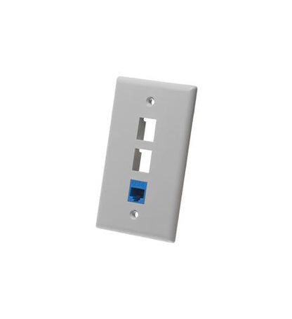 FACEPLATE, FLAT, 1-GANG, 3-PORT, GRAY