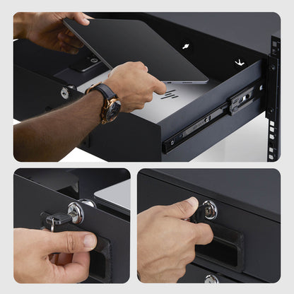 3U STEEL RACKMOUNT 19IN DRAWER - LOCKABLE AV NETWORK SERVER (3U-RACK-MOUNT-DRAWER)