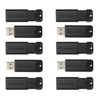 10PK 32GB VERBATIM USB BLK PINSTRIPE 3.0 FLASH DRIVE-RETRACT