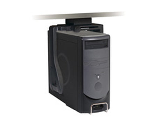 UNDER DESK CPU HOLDER BLACK STEEL 360 SWIVEL