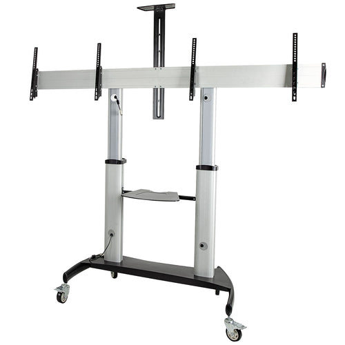 ROLLING TV STAND DUAL TV CART MOBILE DISPLAY CART VESA MOUNT