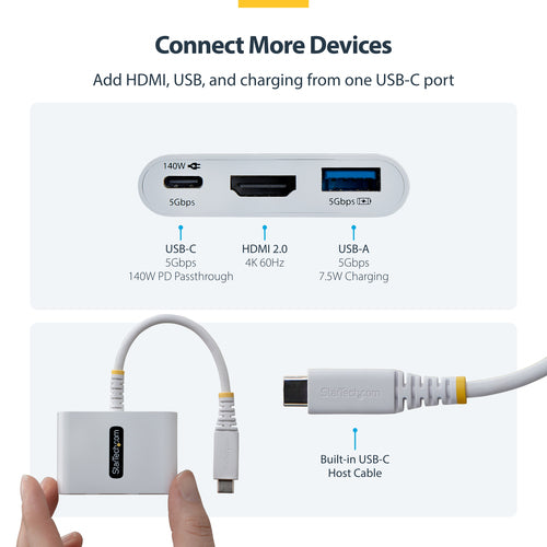 USB-C TO HDMI MULTIPORT HUB - 140W CHARGING 4K 60HZ USB 5GBPS