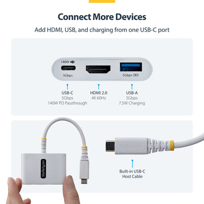 USB-C TO HDMI MULTIPORT HUB - 140W CHARGING 4K 60HZ USB 5GBPS