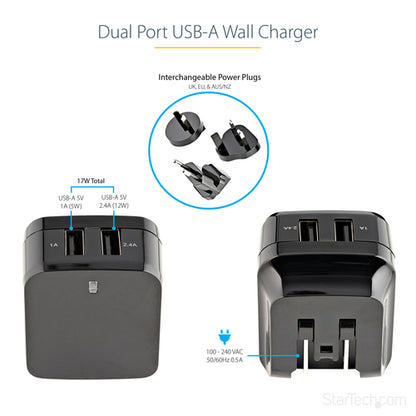 2 PORT USB TRAVEL WALL CHARGER UNIVERSAL TRAVEL DUAL USB ADAPTER