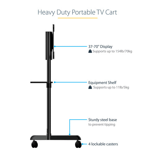 MOBILE TV CART ROLLING TV STAND MOBILE DISPLAY CART VESA MOUNT