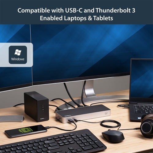 DUAL MONITOR USB C DOCK 60W POWER DELIVERY 4K DOCKING STATION
