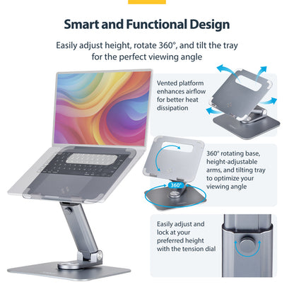 TELESCOPIC LAPTOP STAND/RISER COMPUTER STAND W/360 SWIVEL BASE