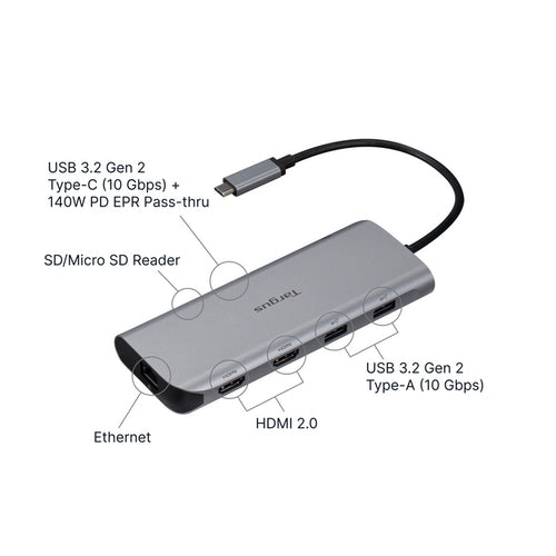 USB-C ALT MODE DUAL HDMI 4KMOBI LE DOCK W140W EPR PASSTHRU SDREADER