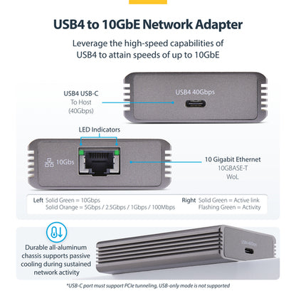 USB4 TO ETHERNET ADAPTER 10GBE TB3 COMPATIBLE 0.5M USB4 CABLE