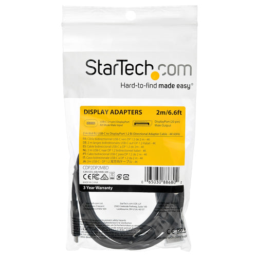 6FT/2M USB C TO DISPLAYPORT 1.2 CABLE ADAPTER DP TO USBC CONVERTER