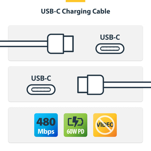 3M WHITE USB-C CHARGING CABLE 60W POWER DELIVERY M/M TYPE-C