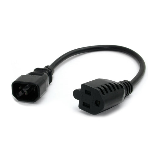 1FT COMPUTER POWER CORD C14 TO NEMA 5-15R AC POWER EXTENSION CABLE (PAC100)