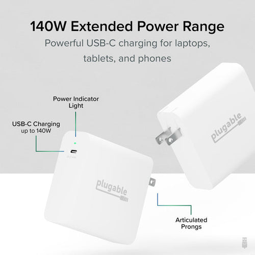 PLUGABLE USBC 140W WALL CHARGER USBC PD 3.1 GAN POWER ADAPTER 140W