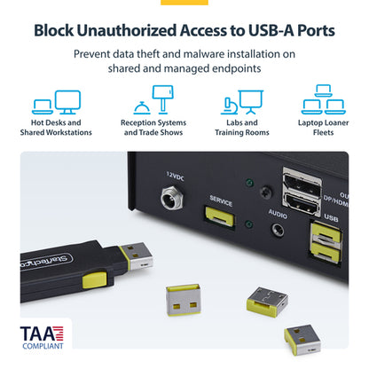 USB-A PORT BLOCKER KEY 4X LATCHING USB-A DUST COVER PLUGS