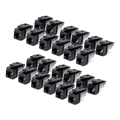 CAT6 UTP KEYSTONE JACK 24-PACK 90-DEGREE 110 PUNCH DOWN BLACK (C6KEY110BK24PK)
