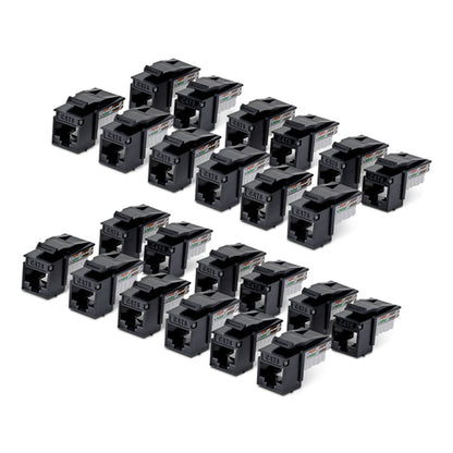 CAT6 UTP KEYSTONE JACK 24-PACK 90-DEGREE 110 PUNCH DOWN BLACK (C6KEY110BK24PK)