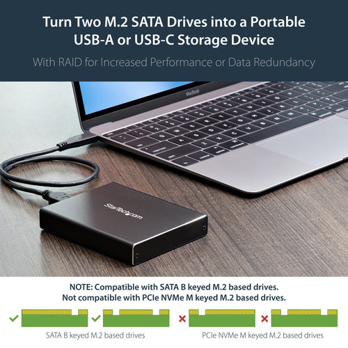 M.2 SSD ENCLOSURE WITH RAID DUAL USB TO SATA M.2 SSD PORTABLE