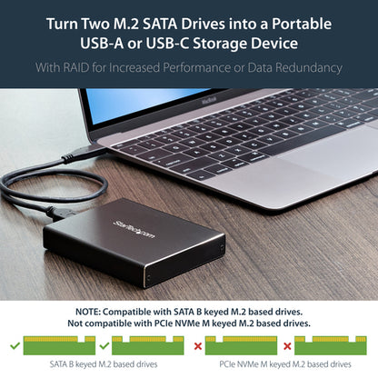 M.2 SSD ENCLOSURE WITH RAID DUAL USB TO SATA M.2 SSD PORTABLE