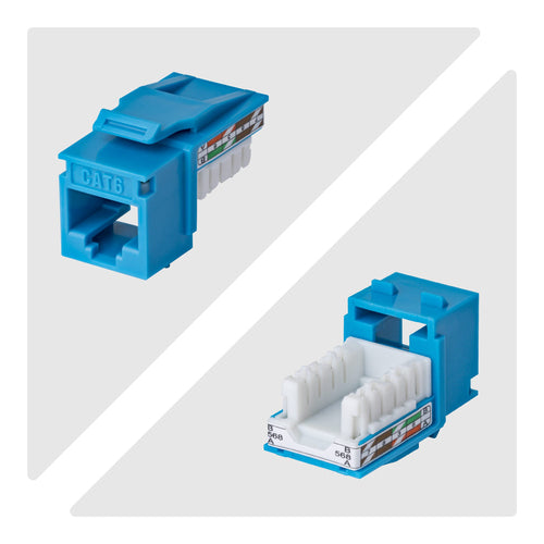 CAT6 UTP KEYSTONE JACK 24-PACK 90-DEGREE 110 PUNCH DOWN BLUE (C6KEY110BL24PK)
