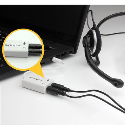 HEADPHONE MICROPHONE SPLITTER WHITE - 4 PIN TO 2X 3 PIN 3.5MM