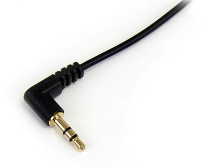 6FT M/M RIGHT ANGLE STEREO AUDIO CABLE 3.5MM TO STRAIGHT PLUG
