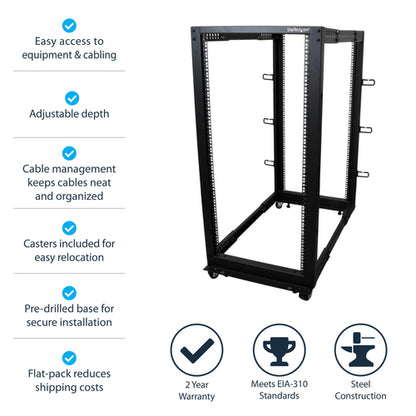 25U OPEN FRAME SERVER RACK 4 POST NETWORK EQUIPMENT RACK