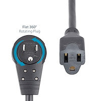 6FT POWER EXTENSION CORD NEMA 5-15P TO 5-15R ROTATING FLAT PLUG (RTPAC1016)