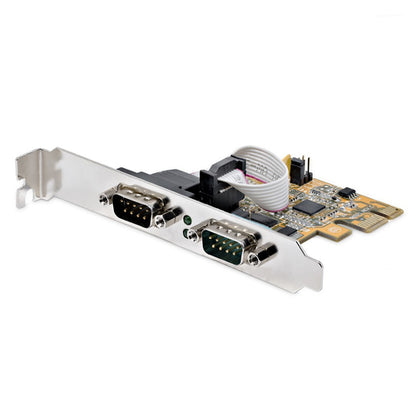 PCIE DUAL SERIAL PORT CARD - 16C1050 UART 5V/12V STATUS LIGHTS